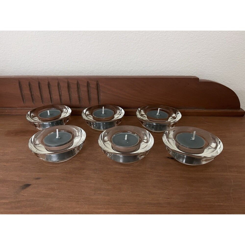 Clear Glass Round Tealight Holders - Set of 6